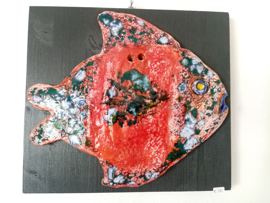 pesce rosso scultura, cotto con  doppia cottura  1000°, Sculpture de poisson rouge, double cuisson à 1000°,Goldfish sculpture, double-cooked at 1000°