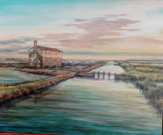 Tramonto in Laguna – Quadro Originale Olio e Acrilico su Tela | Lorenzo Usicco