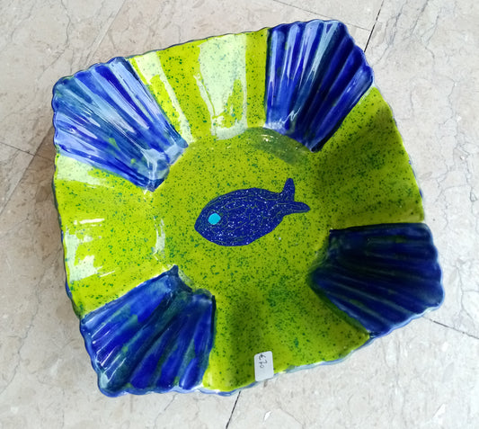 Coppa Quadrata Verde e Blu Ceramica Artistica Fatta a Mano | Casal dei Pruni Déco