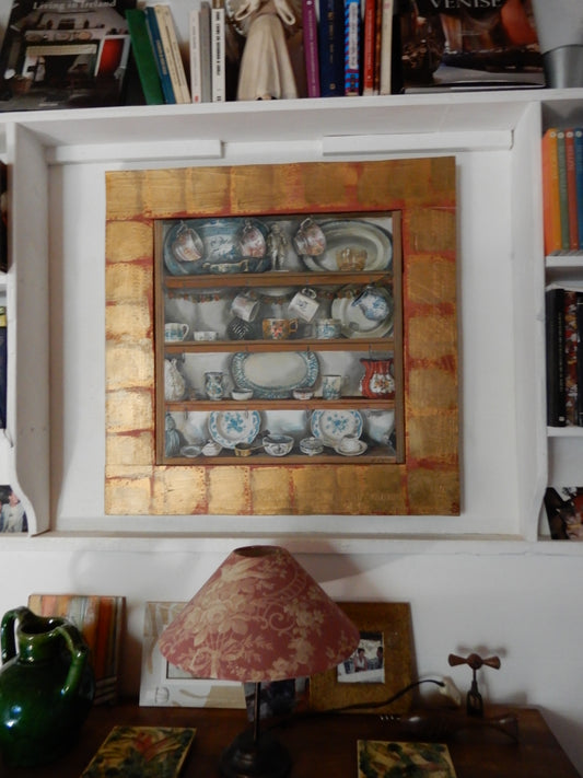 Quadro Oggetti nel Tempo di Lorenzo Usicco - natura morta dipinta a mano olio e acrilico su tela