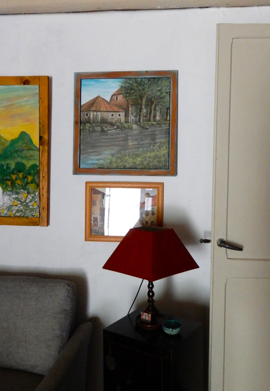 Riflesso, olio e acrilico su tela, opera italiana, capriccio arte contemporanea figurativa