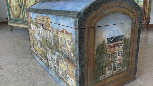 Baule da Viaggio Autentico Fine '700 Decorato a Mano | Lorenzo Usicco