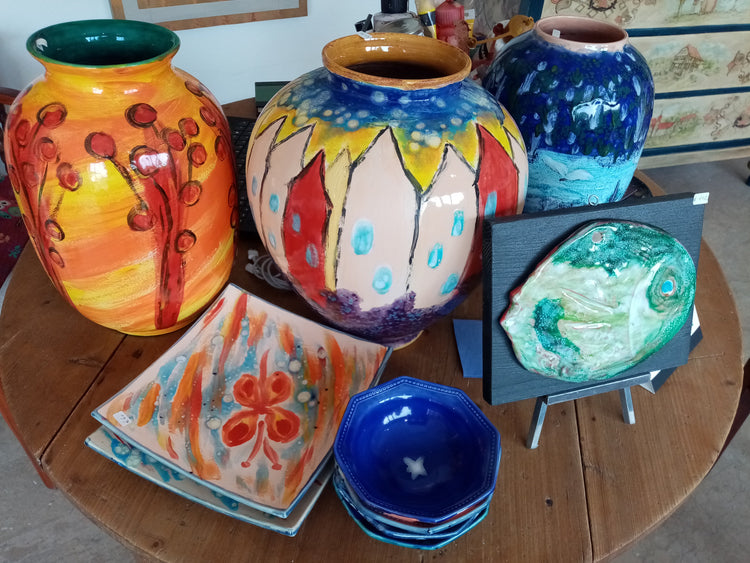 Ceramiche artistiche italiane colorate - Collezione pezzi unici fatti a mano al tornio doppia cottura