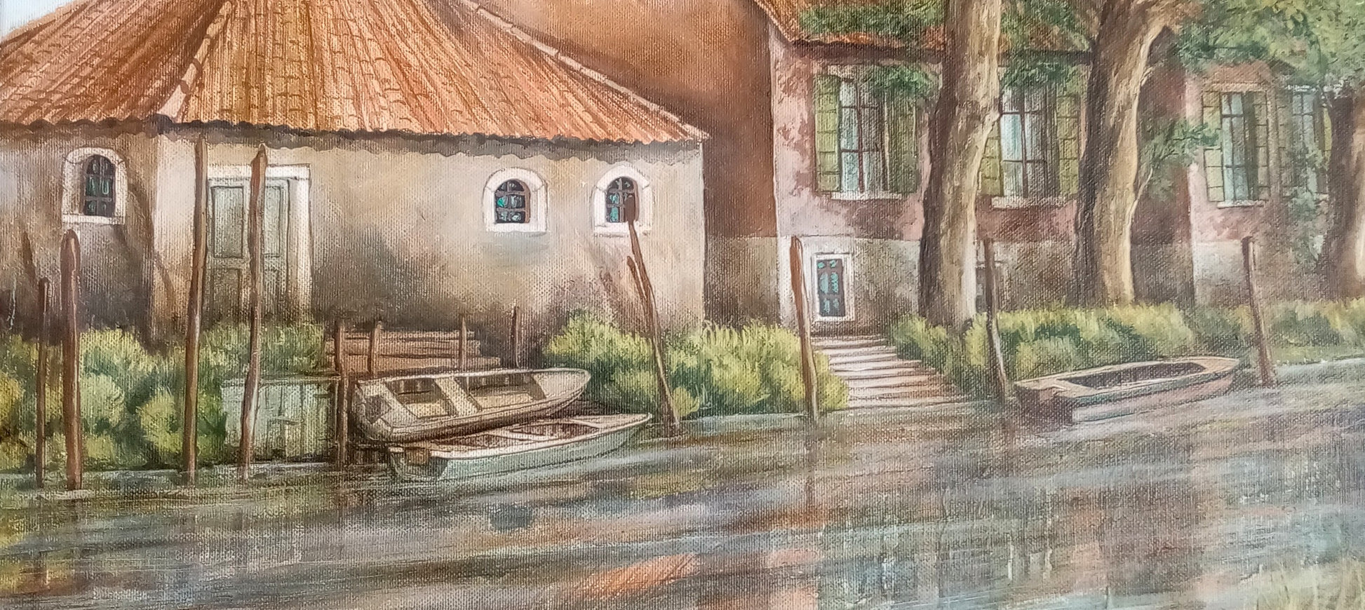 Water reflections original Italian artwork 50x50cm