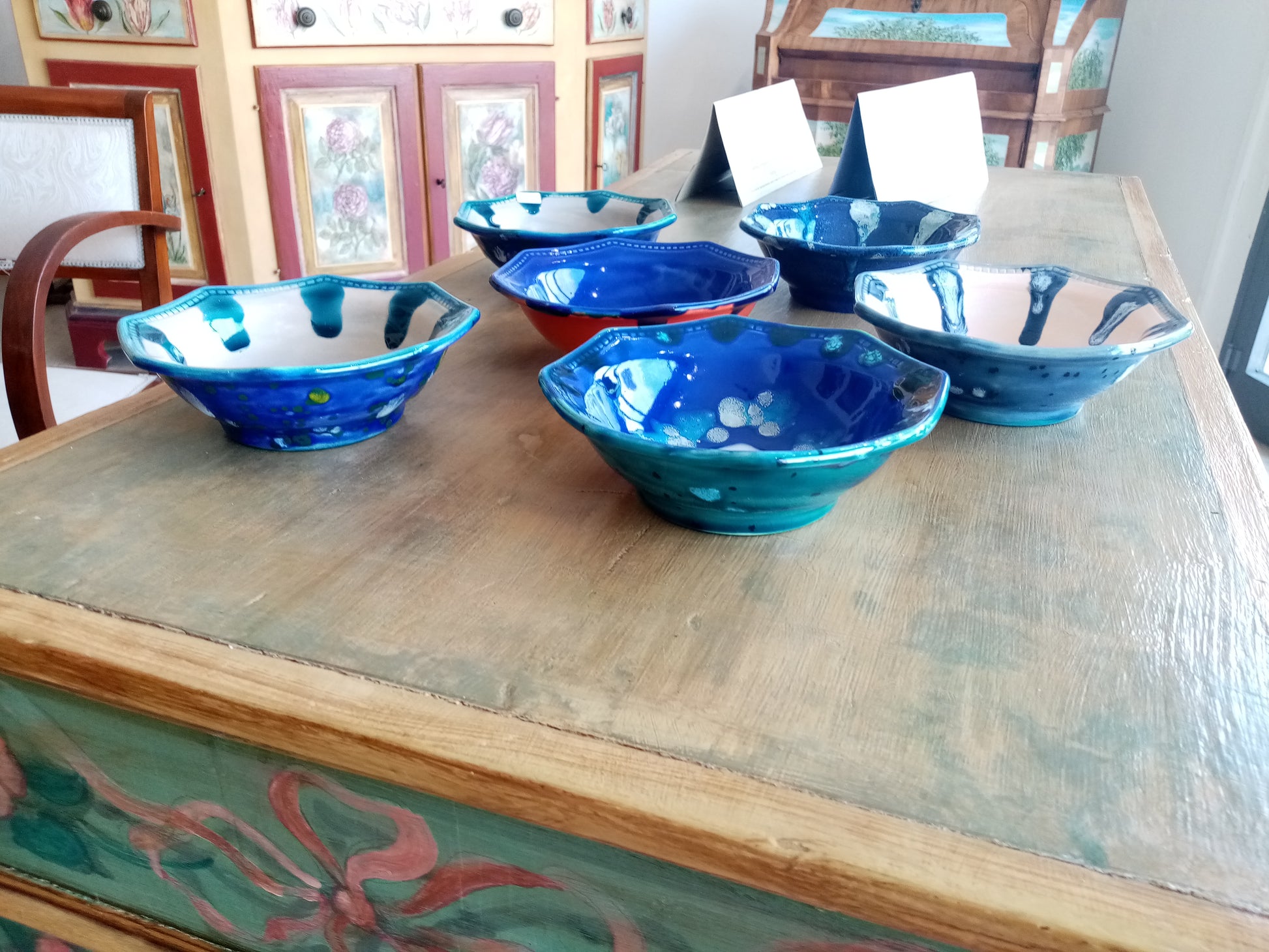Ciotole ceramica variegate colori diversi,  per aperitivo, gelato, macedonia