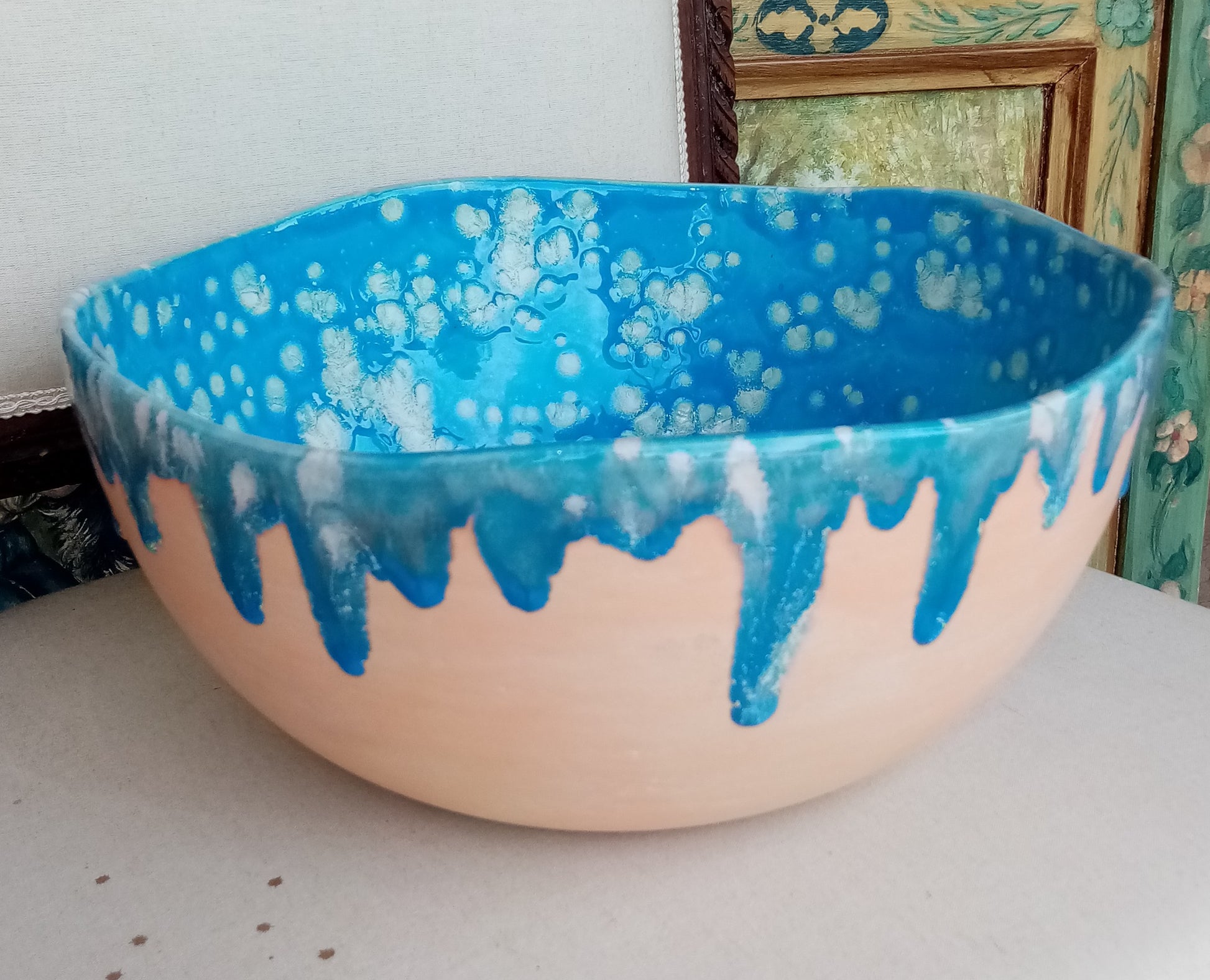 Coppa decorativa ceramica gabbiani per arredamento casa - ambientazione costiera