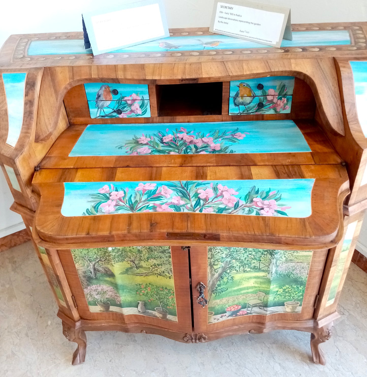 Secretaire Epoca inizi '900 Ad Intarsio - Mobile decorato a Mano