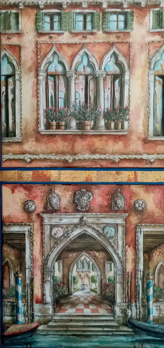 La mia Venezia – Quadro Originale di Lorenzo Usicco | Olio e Acrilico su Due Tele 60x104 cm
