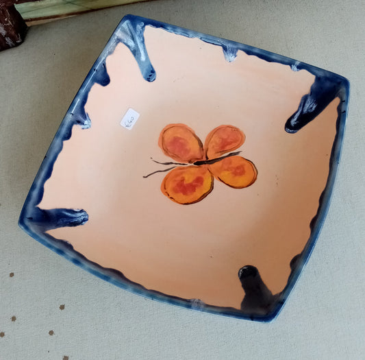 Set di 2 Piatti Quadrati Farfalla e Sole – Ceramica Artistica Italiana | Casal dei Pruni Déco