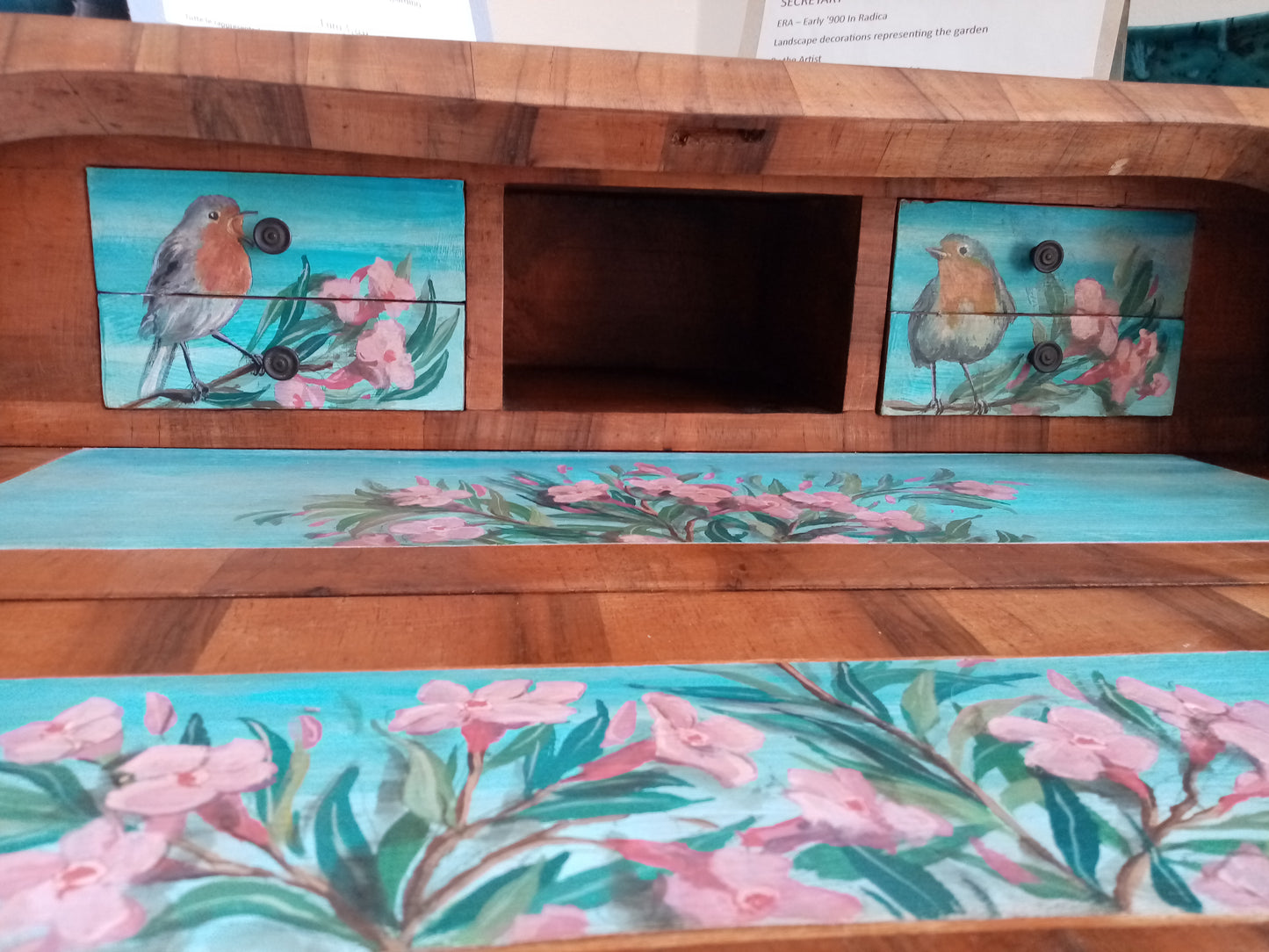 Secretaire Epoca inizi '900 Ad Intarsio - Mobile decorato a Mano