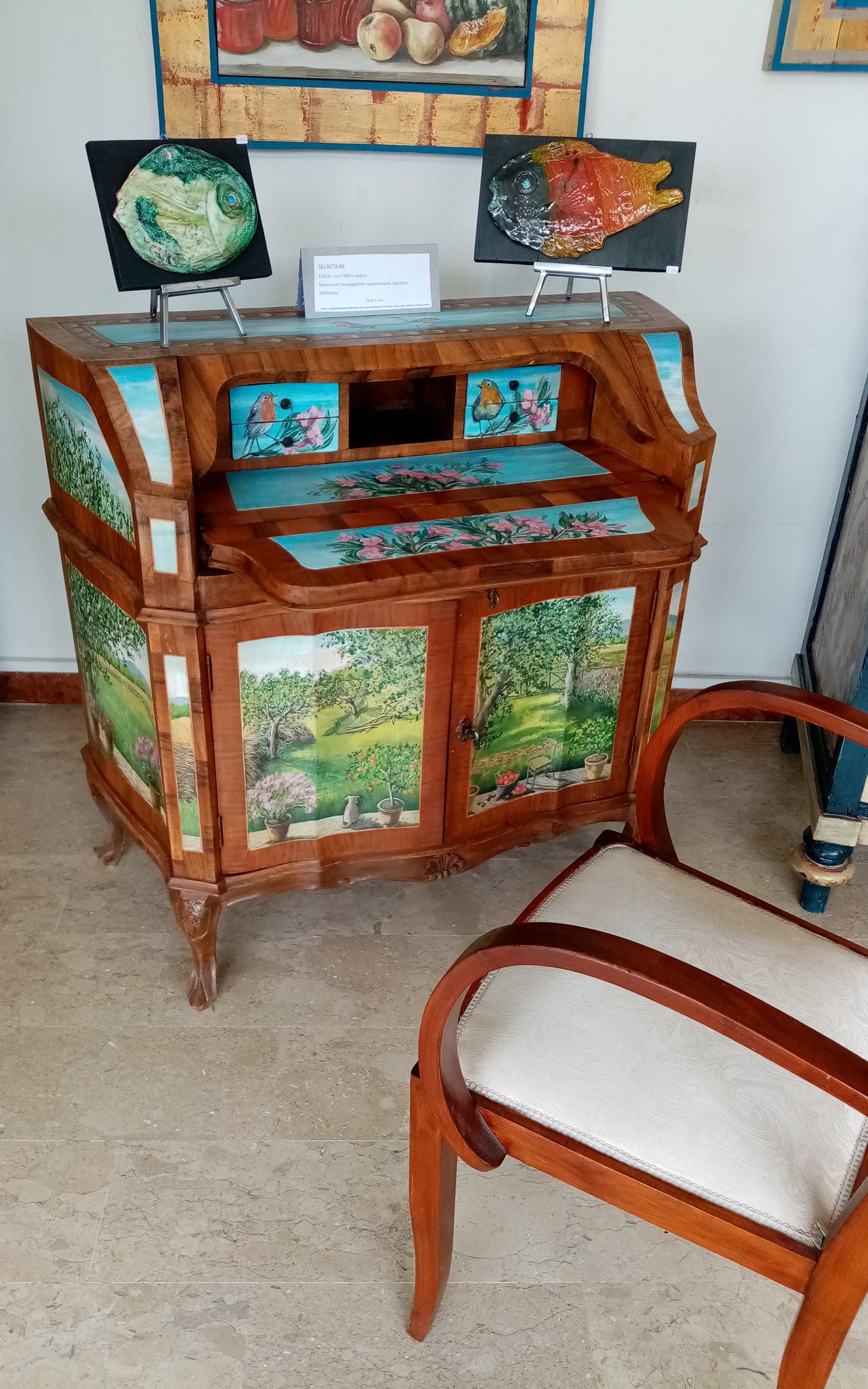 Secretaire Epoca inizi '900 Ad Intarsio - Mobile decorato a Mano