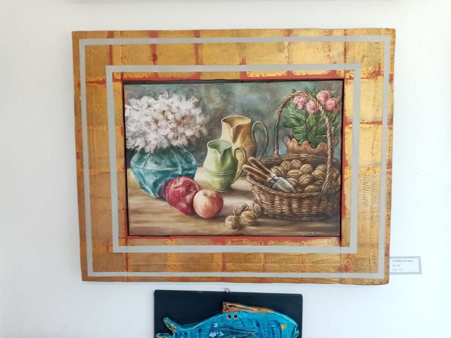 quadro le mele e le noci, olio e acrilico dettaglio, di Lorenzo Usicco, quadro natura Morta