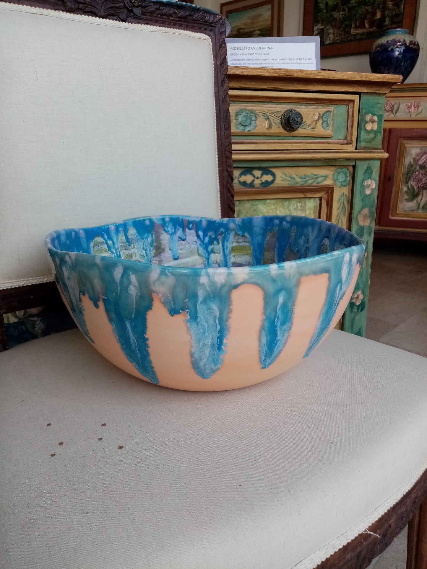Opera unica in ceramica con doppia cottura 1000°: arte italiana fatta a mano al tornio
