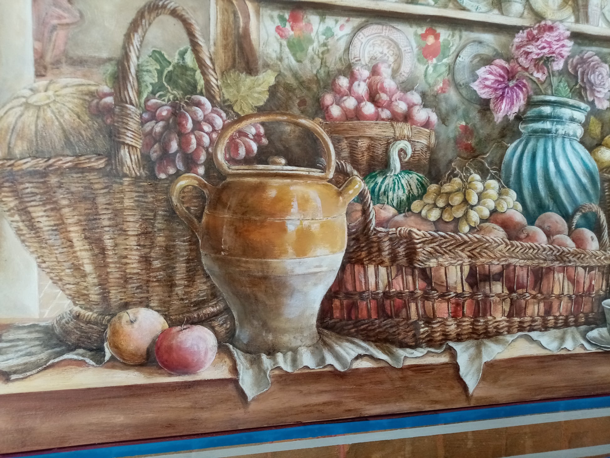 Dettaglio quadro Finestra sul Giardino, pennellate e texture visibili