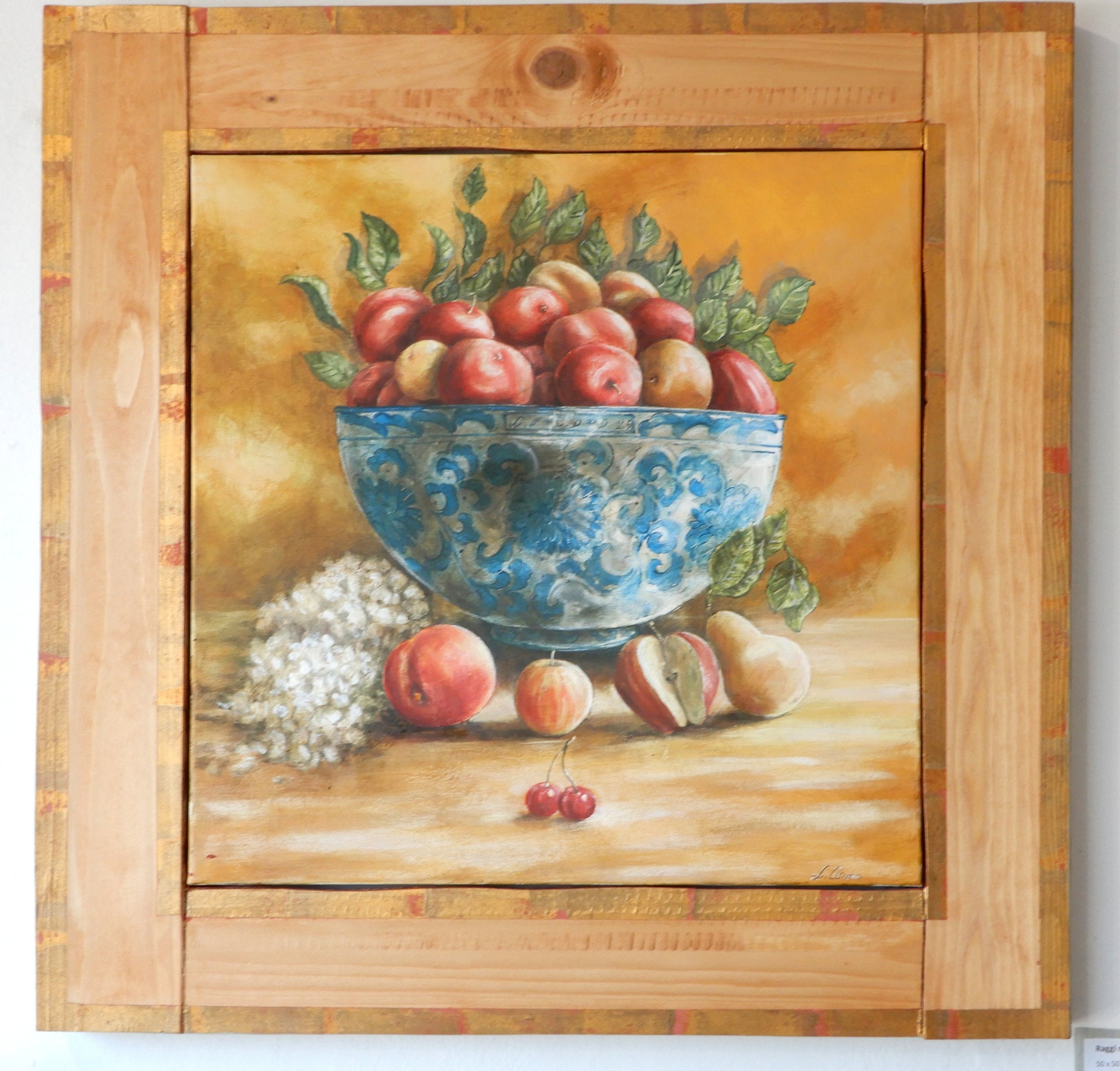 Primo quadro Raggi di Luce con cornice artigianale, arte moderna per interni, natura morta