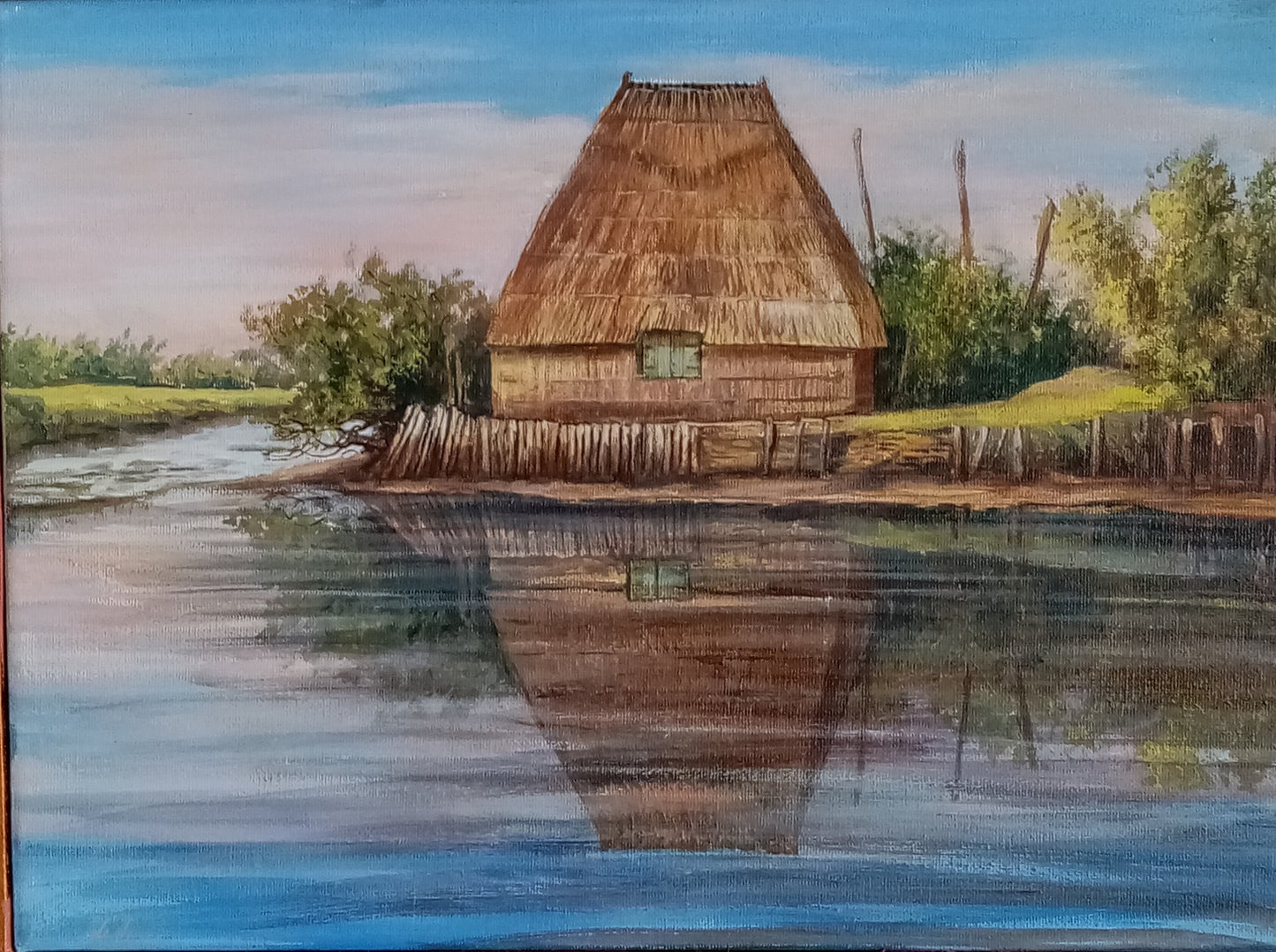 Riflesso lagunare di paesaggio dipinto da Lorenzo Usicco proposto da Art Studio Casal dei Pruni Dèco