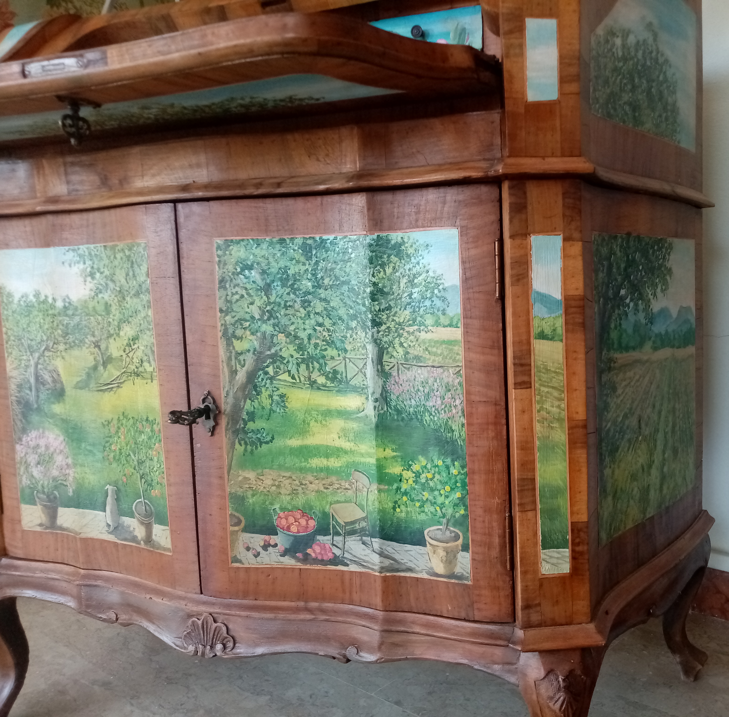 Secretaire Epoca inizi '900 Ad Intarsio - Mobile decorato a Mano