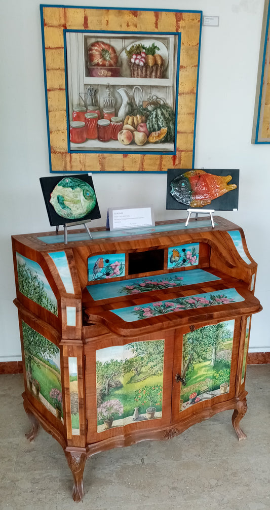Secretaire Epoca inizi '900 Ad Intarsio - Mobile decorato a Mano
