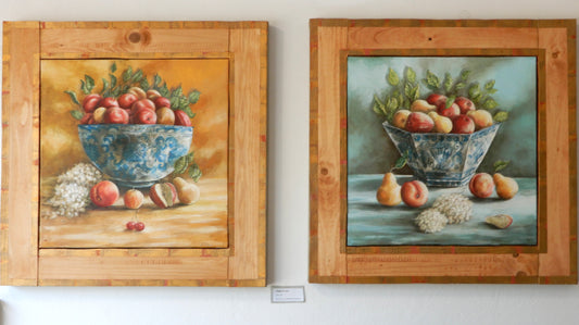 Coppia quadri Raggi di Luce Lorenzo Usicco, arte astratta figurativa olio acrilico