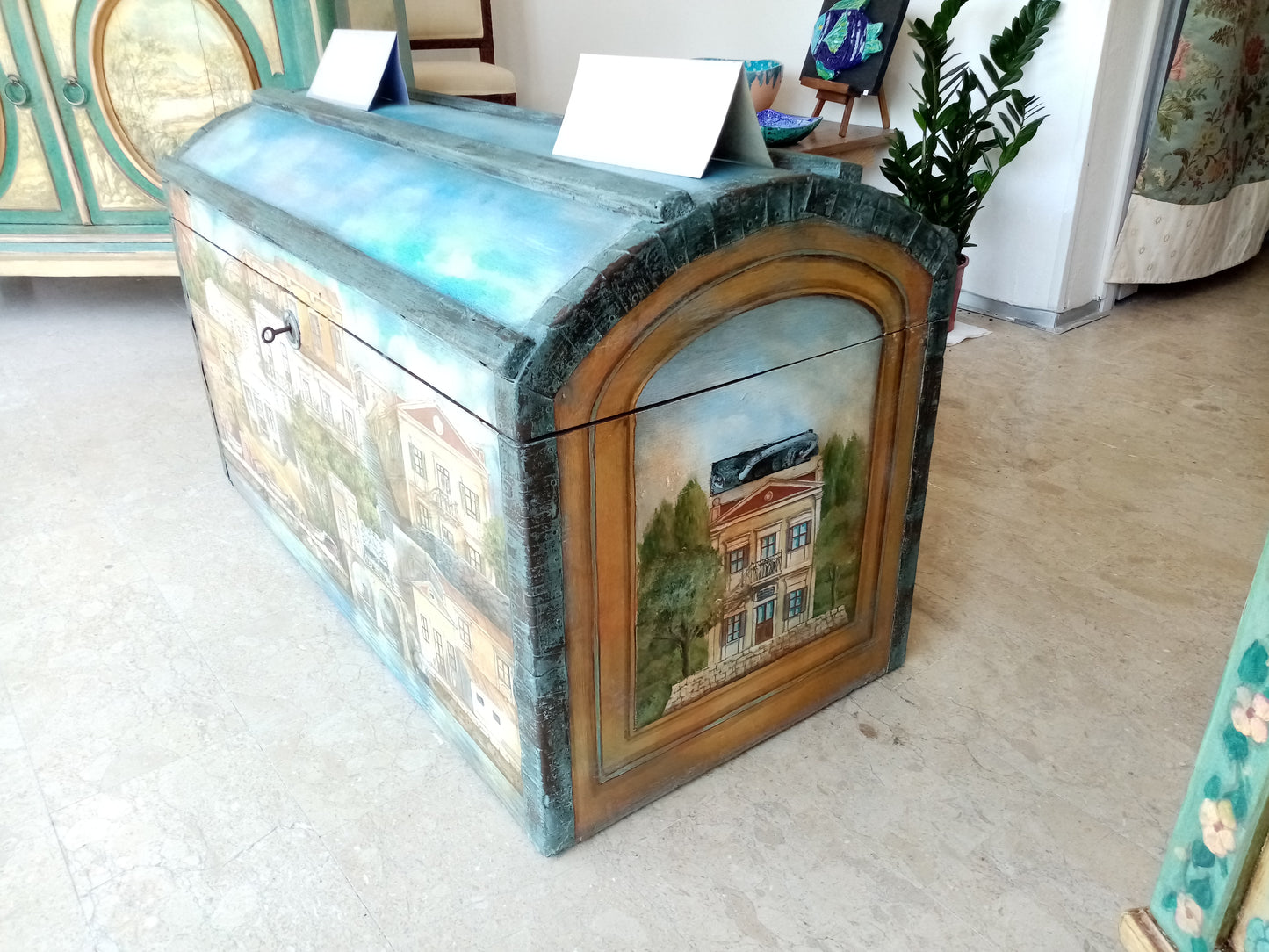 Particolare ferramenta originale baule viaggio 1800 - Antiquariato italiano autentico