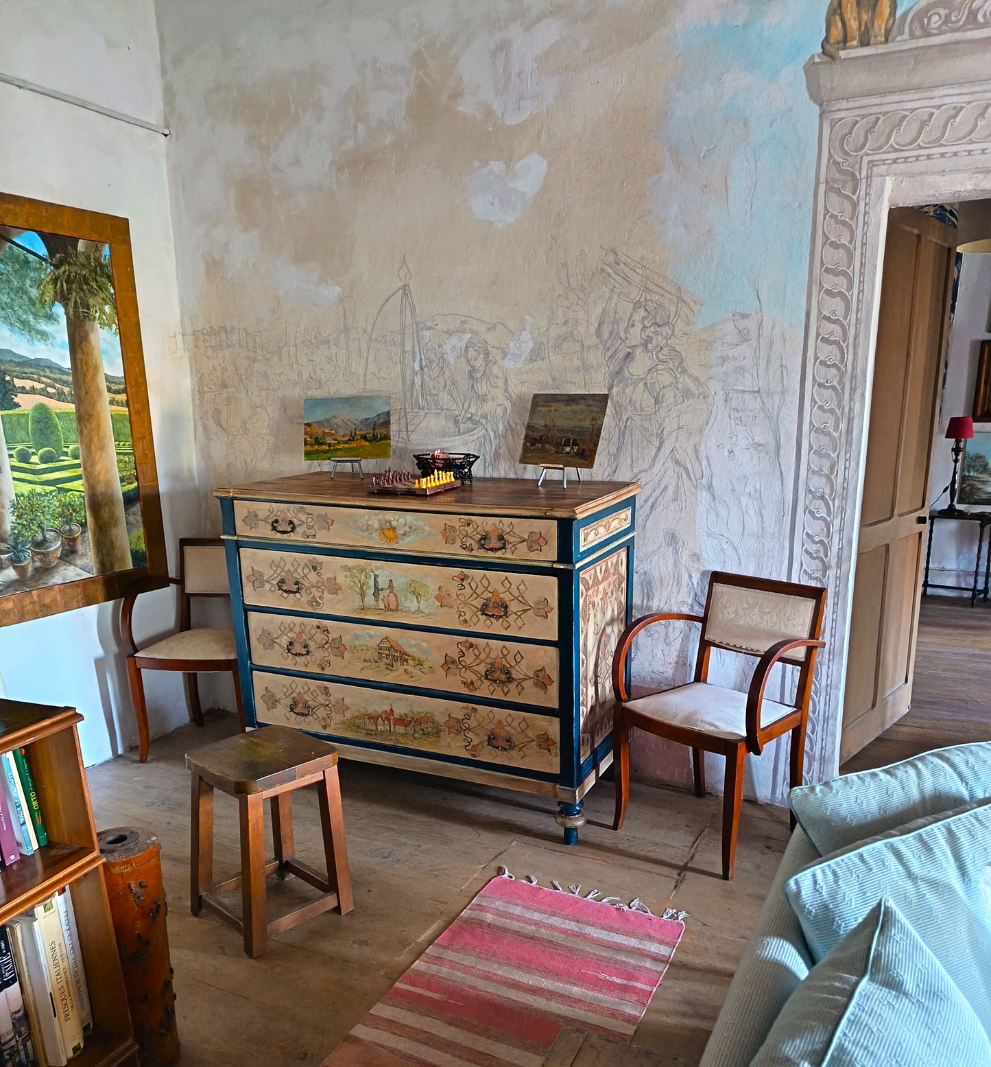 Cassettiera Rurale 1800 – Decorazioni Alsaziane Mobile Dipinto a Mano