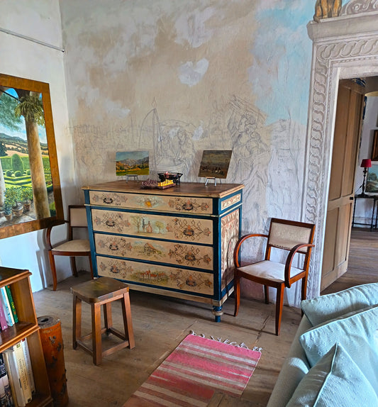 Cassettiera Rurale 1800 – Decorazioni Alsaziane Mobile Dipinto a Mano