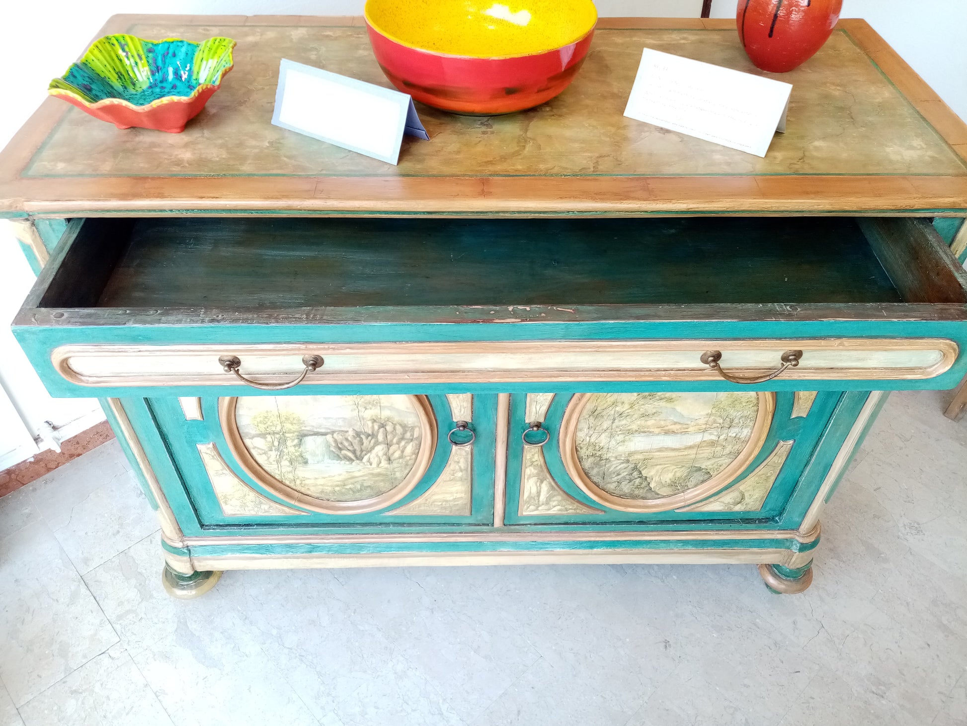 Particolare struttura cassetto credenza 1800 - Mobile d'arte ebanisteria italiana restaurato
