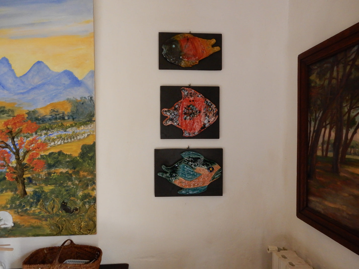 Pesce Uncinetto Rosso – Scultura in Ceramica Artistica Fatta a Mano