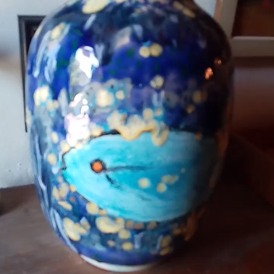 artisanal, handmade with double firing at 1000°,vaso fatto al tornio blu cobalto con doppia cottura a 1000°, vase bleu cobalt réalisé sur un tour avec double cuisson à 1000°