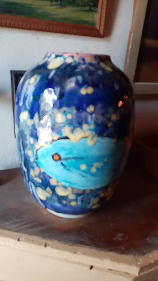 artisanal, handmade with double firing at 1000°,vaso fatto al tornio blu cobalto con doppia cottura a 1000°, vase bleu cobalt réalisé sur un tour avec double cuisson à 1000°
