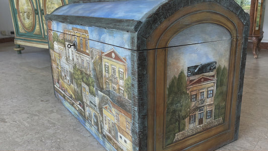 Baule da viaggio, artigianato artistico, opera italiana, di Lorenzo Usicco Venezia