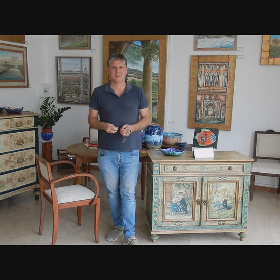 Mobile decorato a mano, da Lorenzo Usicco, mobile Liberty fine 1800