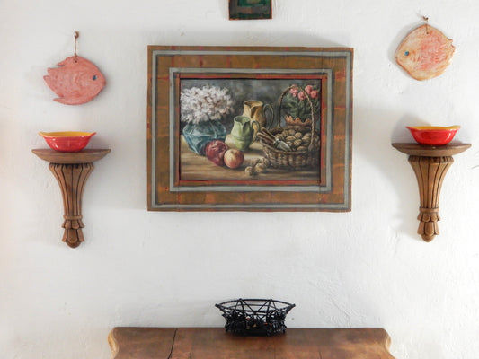 quadro, natura morta olio e acrilico dipinta a mano da Lorenzo Usicco, Casal dei Pruni Déco, arte figurativa contemporanea