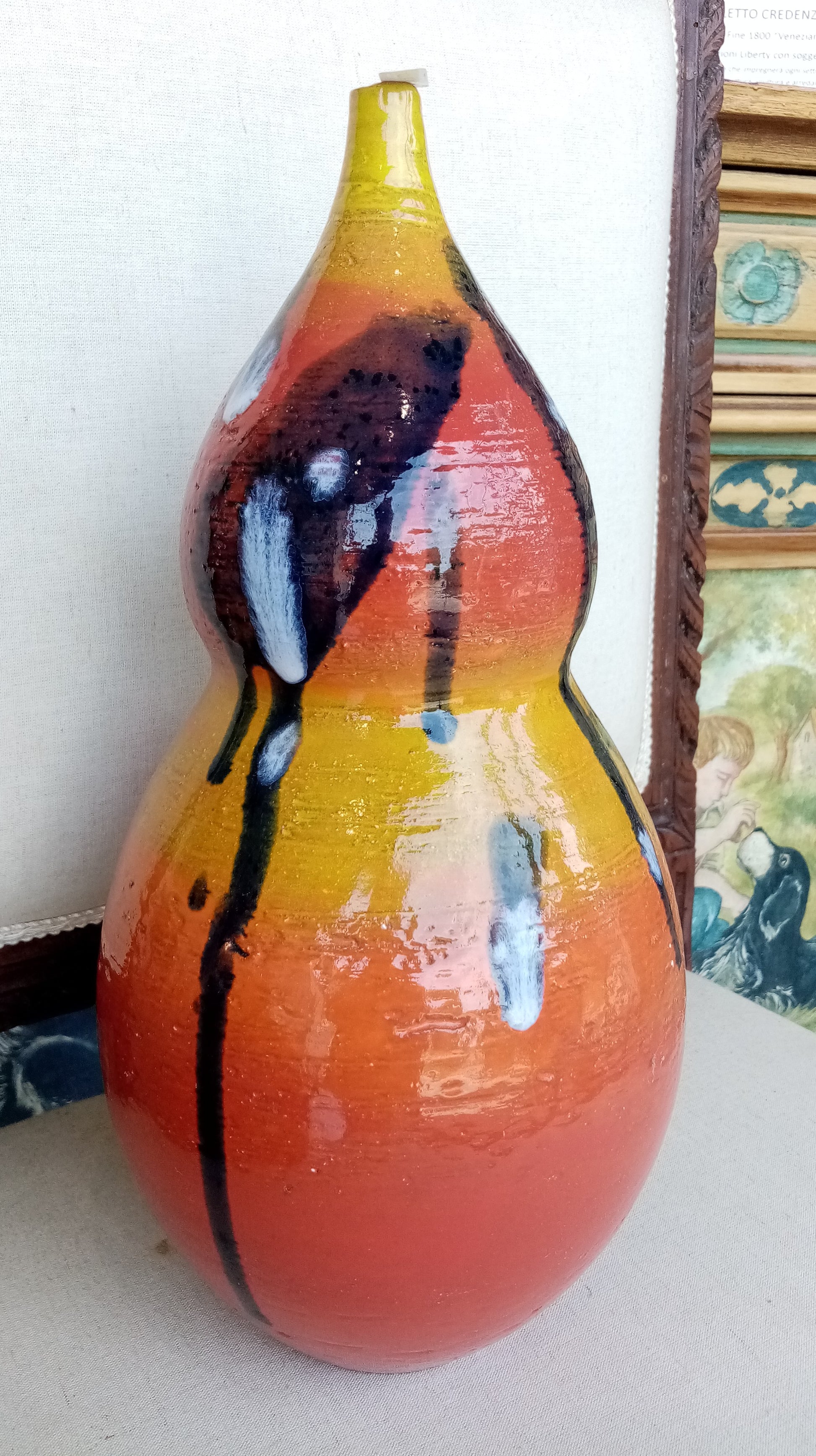 vaso fatto a mano in ceramica al tornio, cotto a 1000° pezzo unico artigianato italiano 