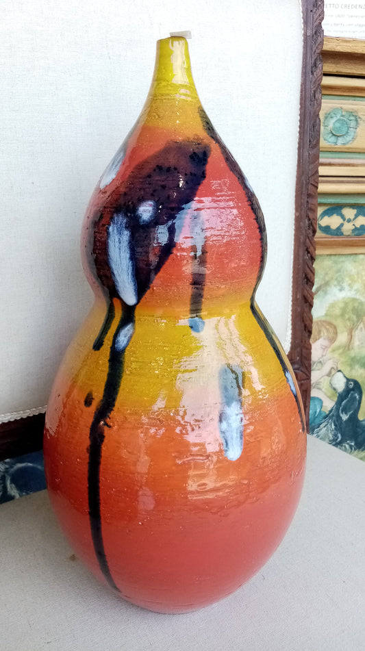vaso fatto a mano in ceramica al tornio, cotto a 1000° pezzo unico artigianato italiano 