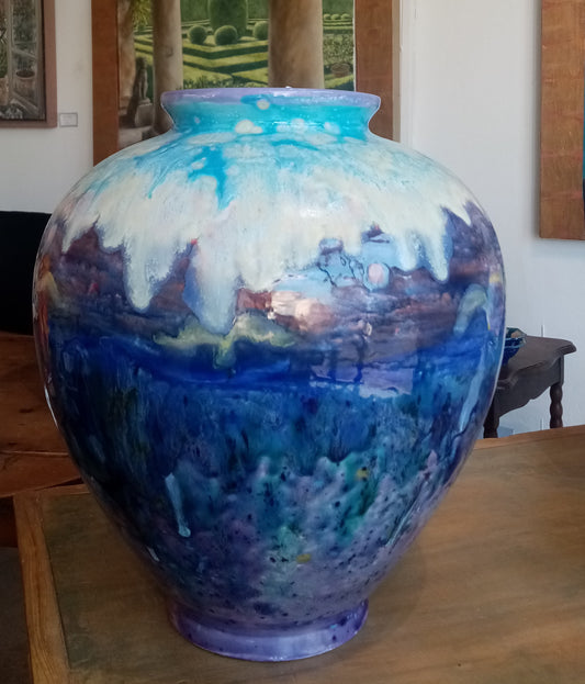 Vaso in ceramica cielo fatto a mano al tornio - vista frontale