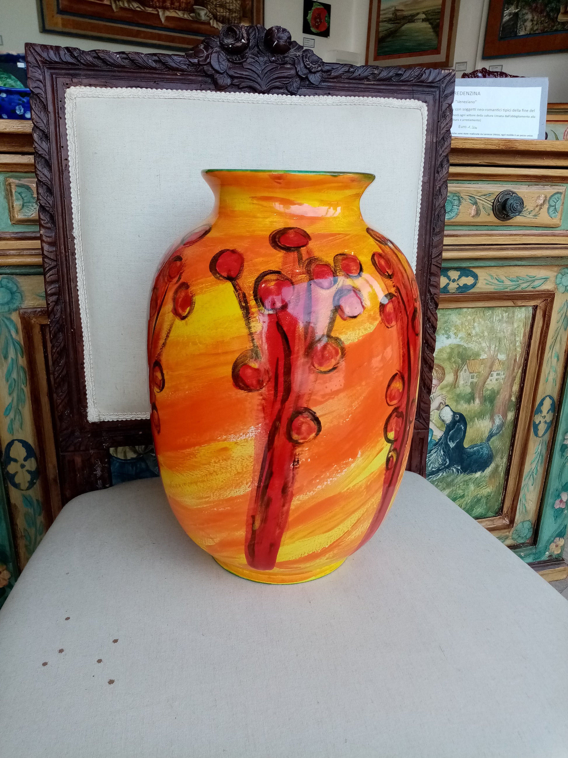 Vaso ceramica mele rosse doppia cottura 1000 gradi - dettaglio smalti