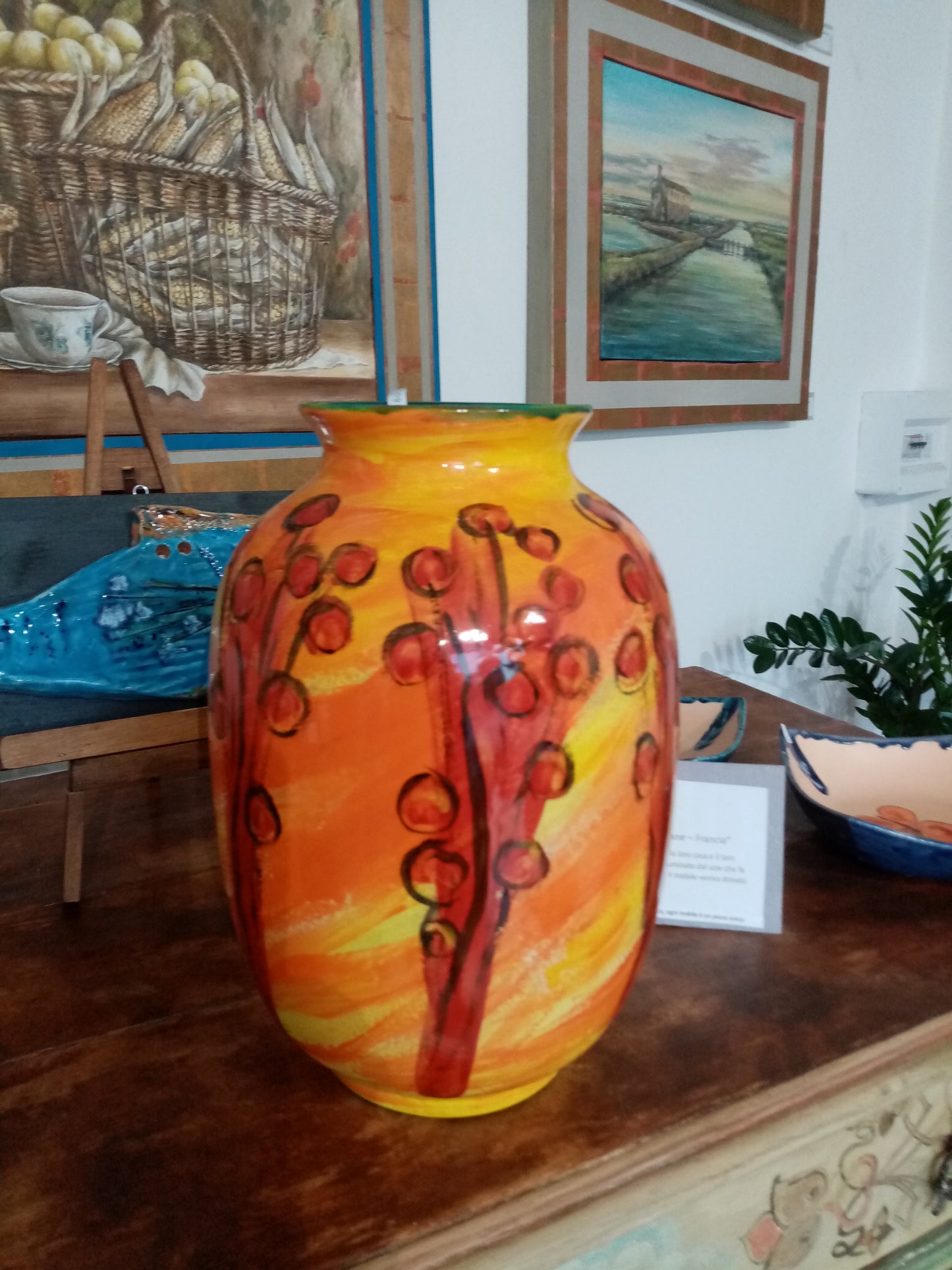 Vaso in Ceramica Mele Rosse Fatto a Mano